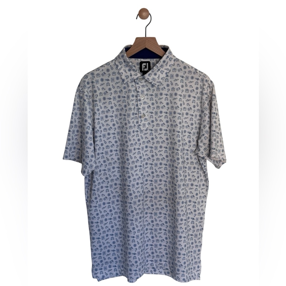 FootJoy FJ Lisle Travel Print Short Sleeve Polo Shirt Men’s M